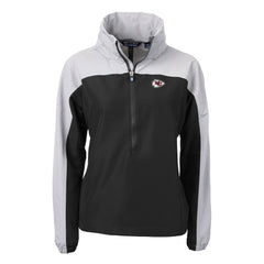 Kansas City Chiefs Cutter & Buck Women's Charter Eco Recycled Half-Zip Hooded Anorak Jacket Black - NFL