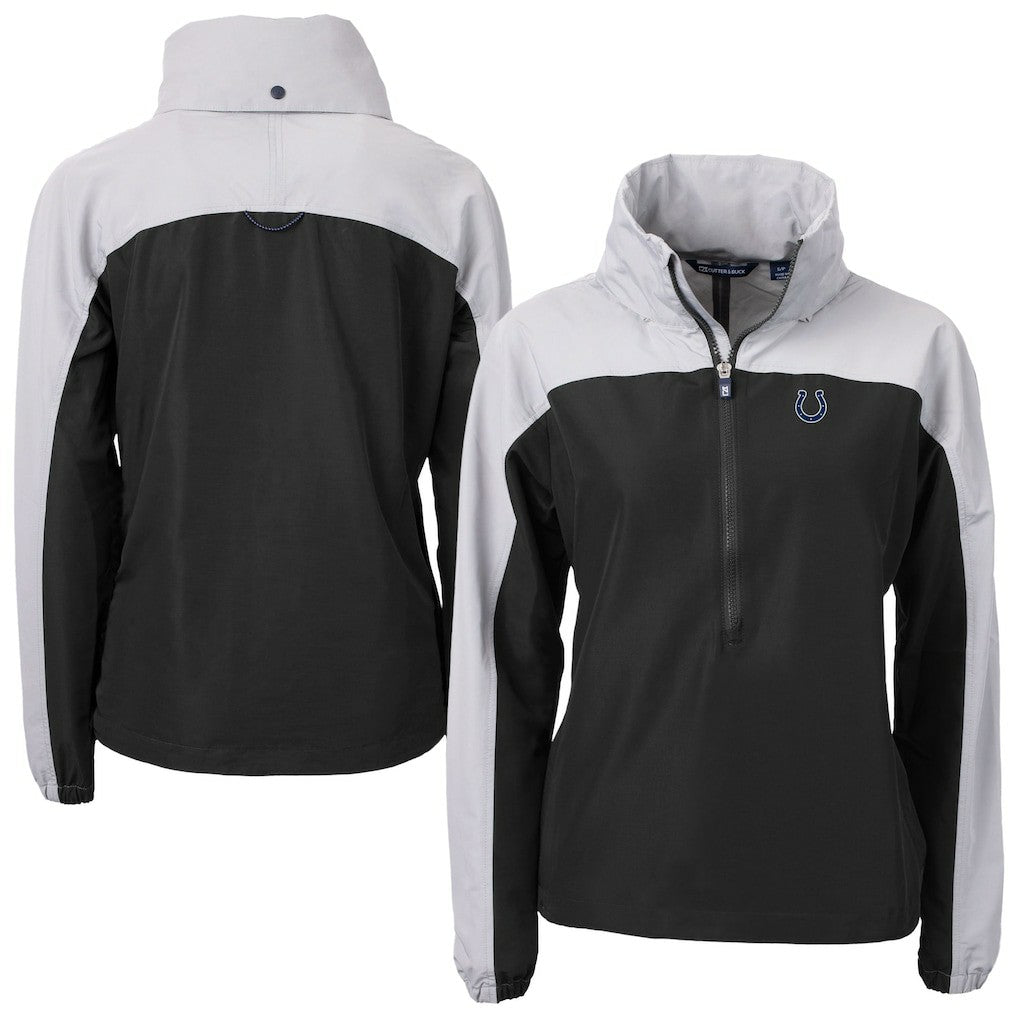Indianapolis Colts Cutter & Buck Women's Charter Eco Recycled Half-Zip Hooded Anorak Jacket Black - NFL