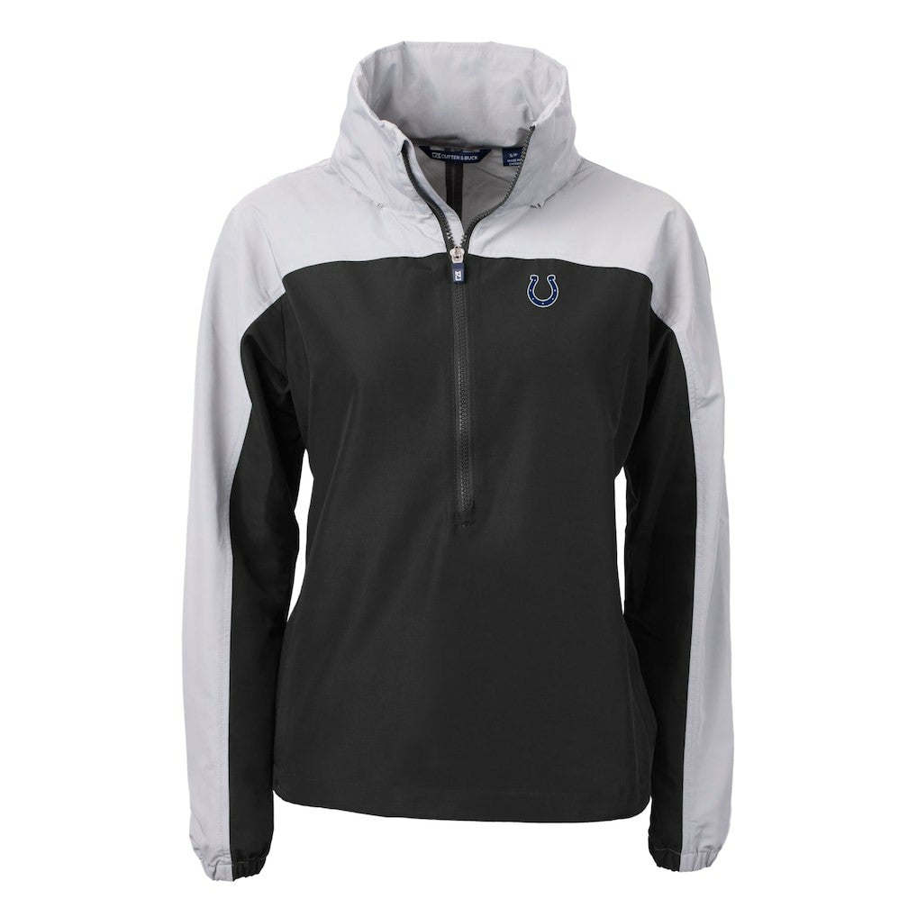 Indianapolis Colts Cutter & Buck Women's Charter Eco Recycled Half-Zip Hooded Anorak Jacket Black - NFL