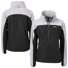 Baltimore Ravens Cutter & Buck Women's Charter Eco Recycled Half-Zip Hooded Anorak Jacket Black - NFL