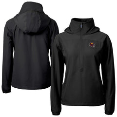 Washington Commanders Cutter & Buck Women's Charter Eco Recycled Half-Zip Hooded Anorak Jacket Black - NFL