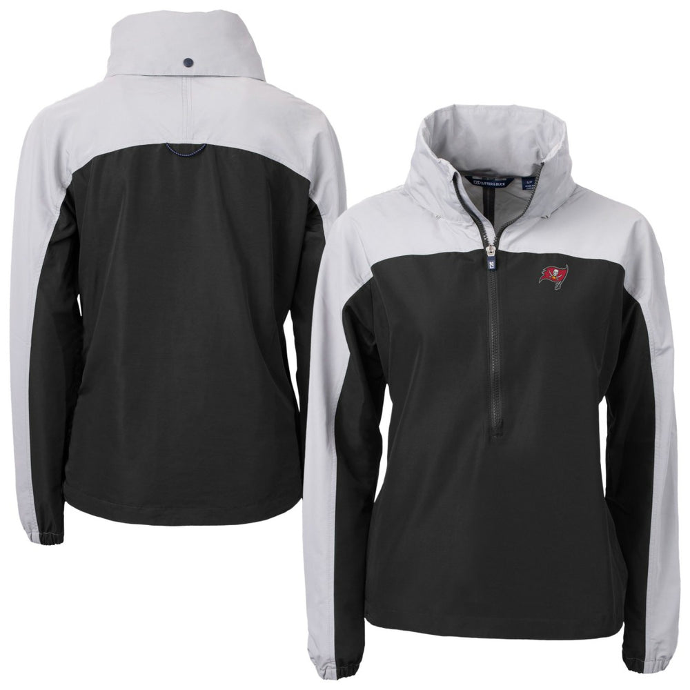 Tampa Bay Buccaneers Cutter & Buck Women's Charter Eco Recycled Half-Zip Hooded Anorak Jacket Black - NFL