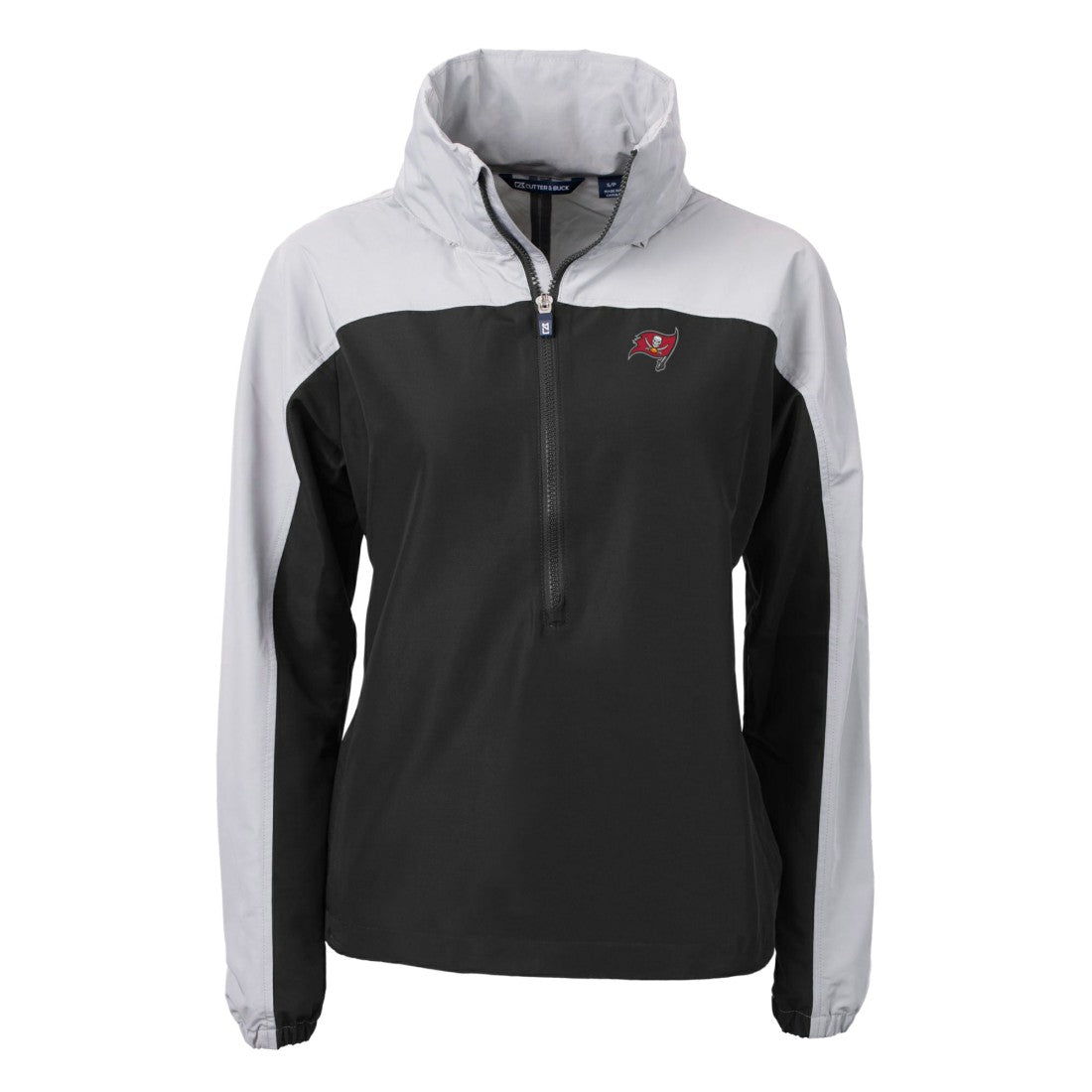 Tampa Bay Buccaneers Cutter & Buck Women's Charter Eco Recycled Half-Zip Hooded Anorak Jacket Black - NFL