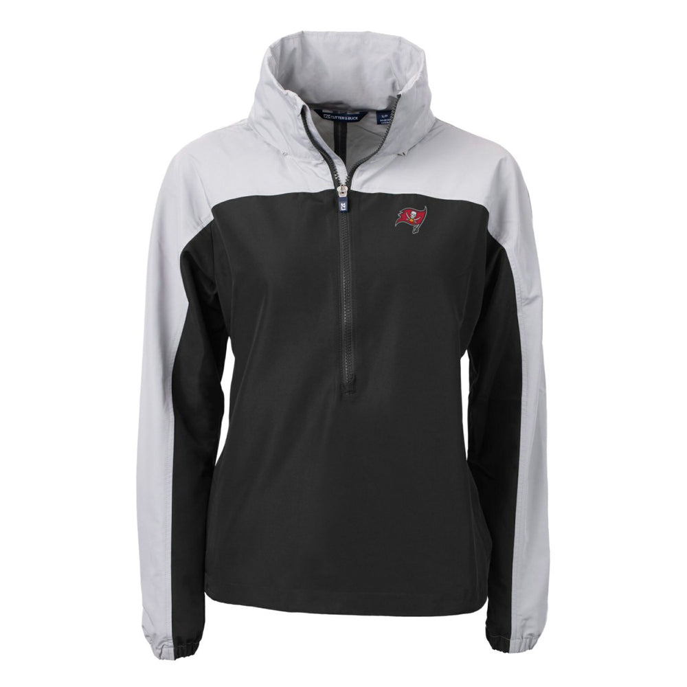 Tampa Bay Buccaneers Cutter & Buck Women's Charter Eco Recycled Half-Zip Hooded Anorak Jacket Black - NFL