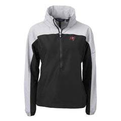 Tampa Bay Buccaneers Cutter & Buck Women's Charter Eco Recycled Half-Zip Hooded Anorak Jacket Black - NFL