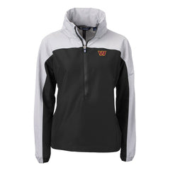 Washington Commanders Cutter & Buck Women's Charter Eco Recycled Half-Zip Hooded Anorak Jacket Black - NFL