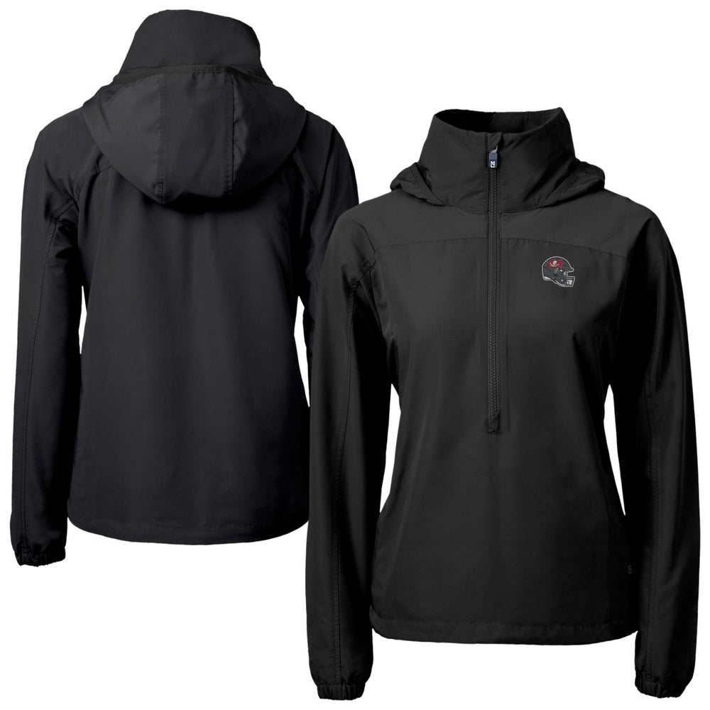 Tampa Bay Buccaneers Cutter & Buck Women's Charter Eco Recycled Half-Zip Hooded Anorak Jacket Black - NFL