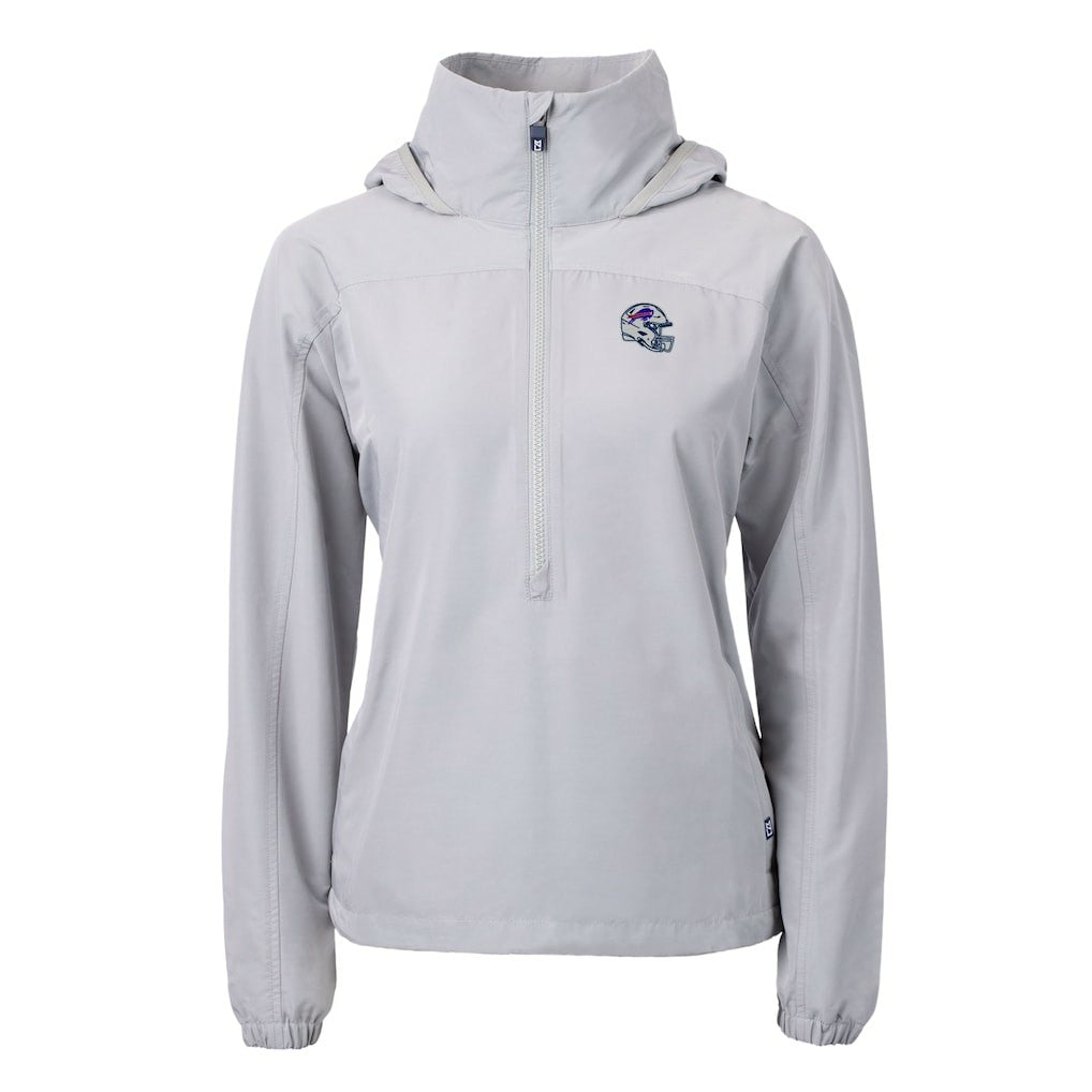Buffalo Bills Cutter & Buck Women's Charter Eco Recycled Half-Zip Hooded Anorak Jacket Gray - NFL