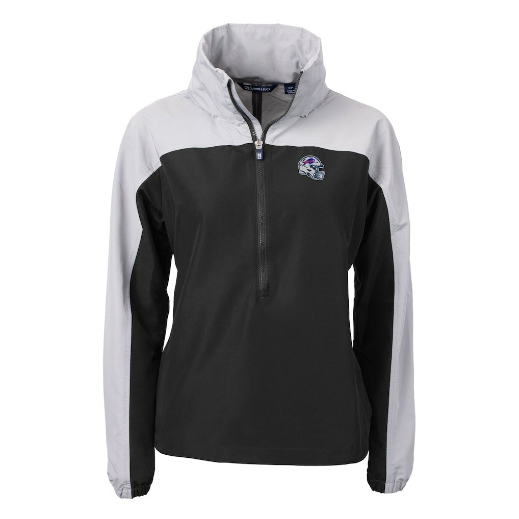 Buffalo Bills Cutter & Buck Women's Charter Eco Recycled Half-Zip Hooded Anorak Jacket Black - NFL
