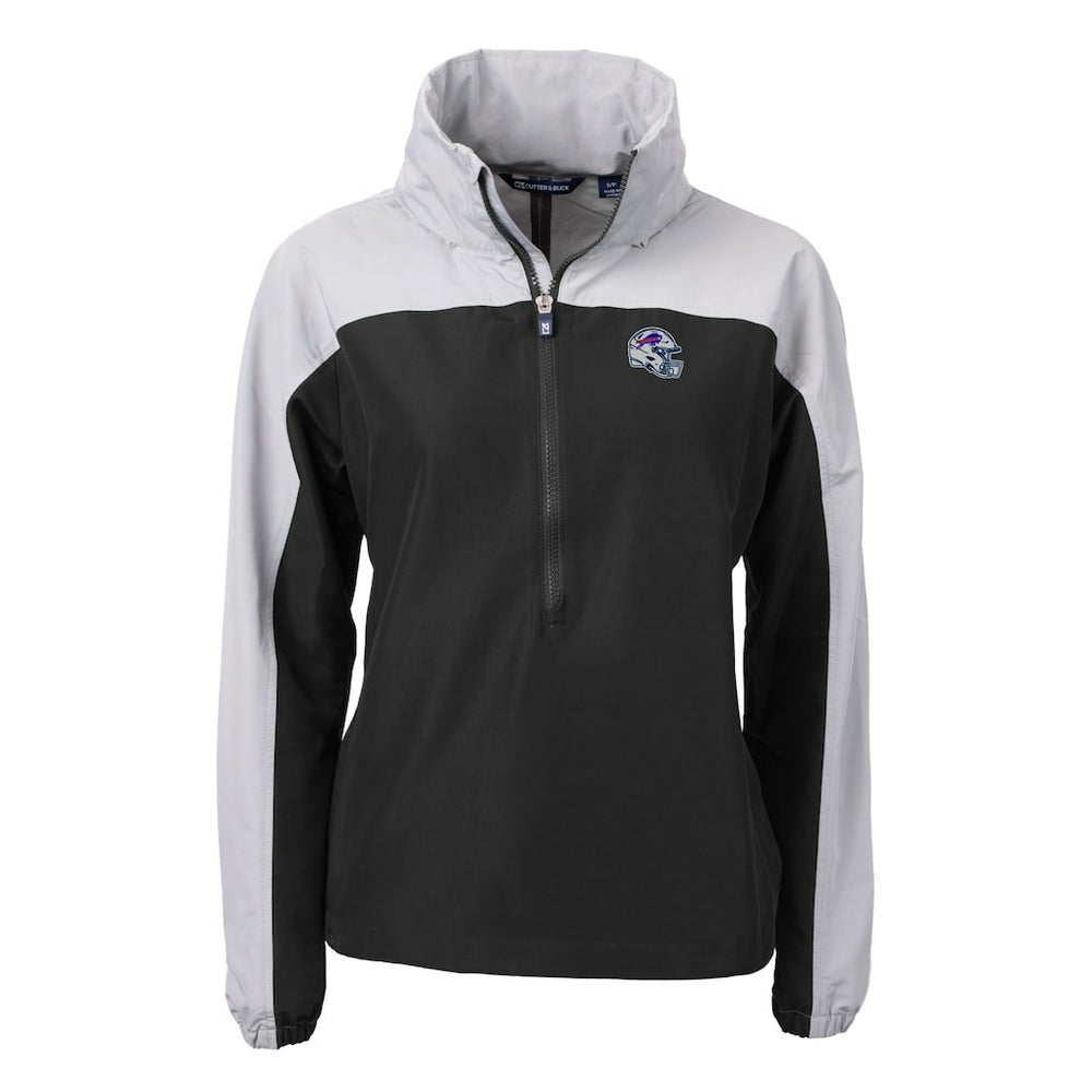 Buffalo Bills Cutter & Buck Women's Charter Eco Recycled Half-Zip Hooded Anorak Jacket Black - NFL