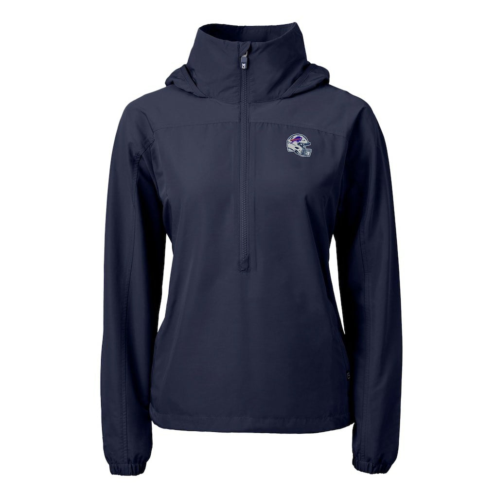 Buffalo Bills Cutter & Buck Women's Charter Eco Recycled Half-Zip Hooded Anorak Jacket Navy - NFL