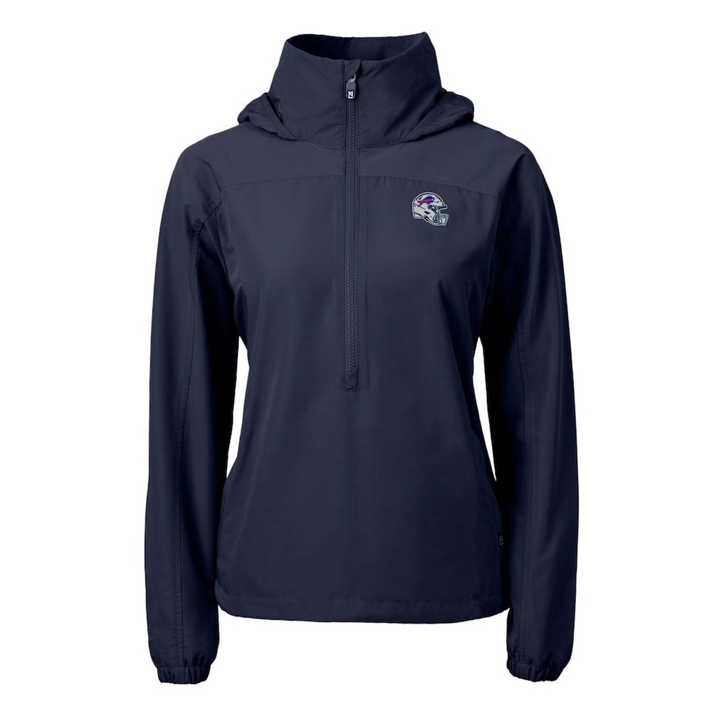 Buffalo Bills Cutter & Buck Women's Charter Eco Recycled Half-Zip Hooded Anorak Jacket Navy - NFL