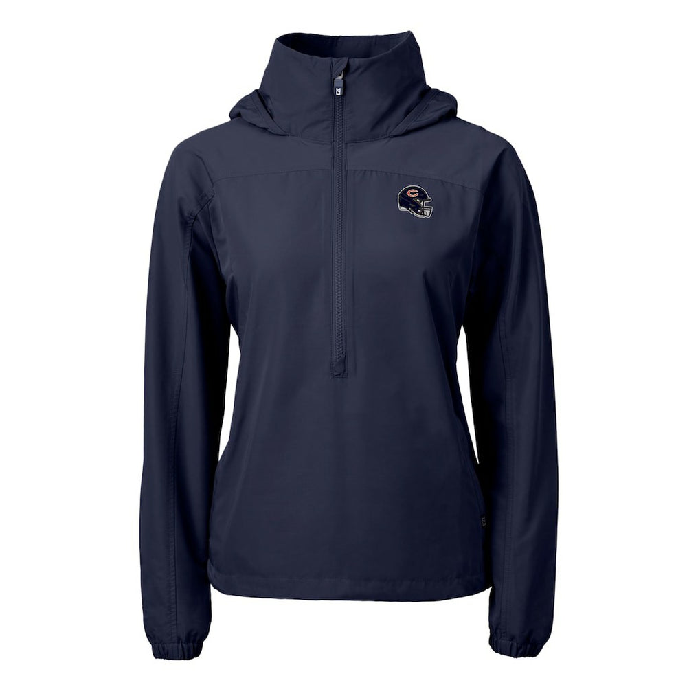 Chicago Bears Cutter & Buck Women's Charter Eco Recycled Half-Zip Hooded Anorak Jacket Navy - NFL