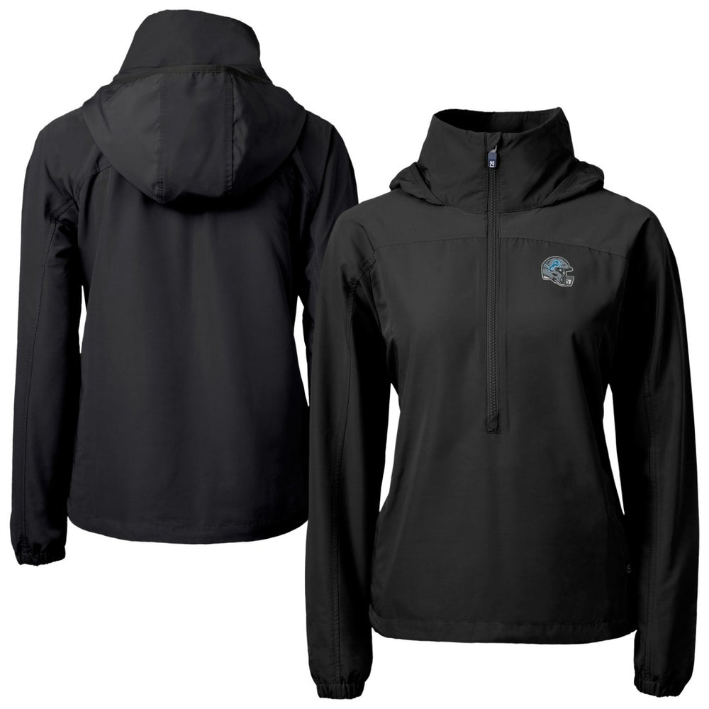 Detroit Lions Cutter & Buck Women's Charter Eco Recycled Half-Zip Hooded Anorak Jacket Black - NFL