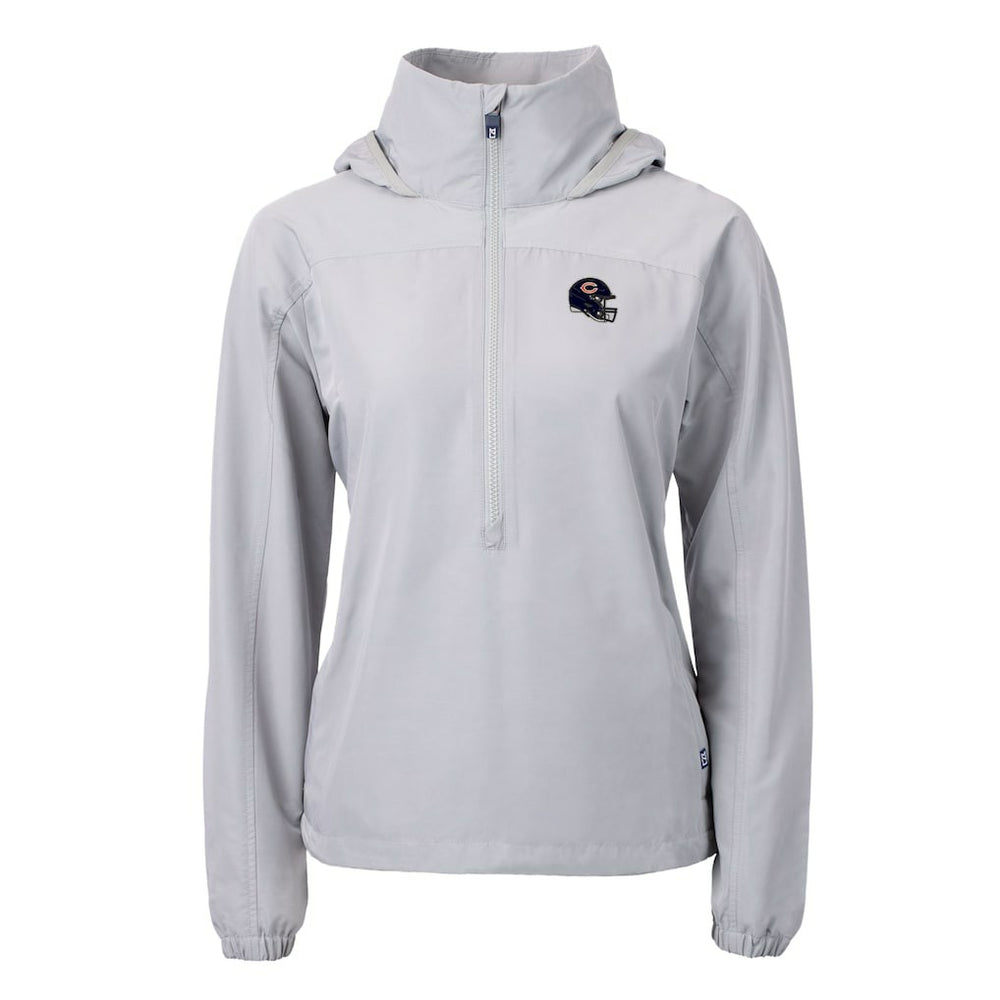 Chicago Bears Cutter & Buck Women's Charter Eco Recycled Half-Zip Hooded Anorak Jacket Gray - NFL