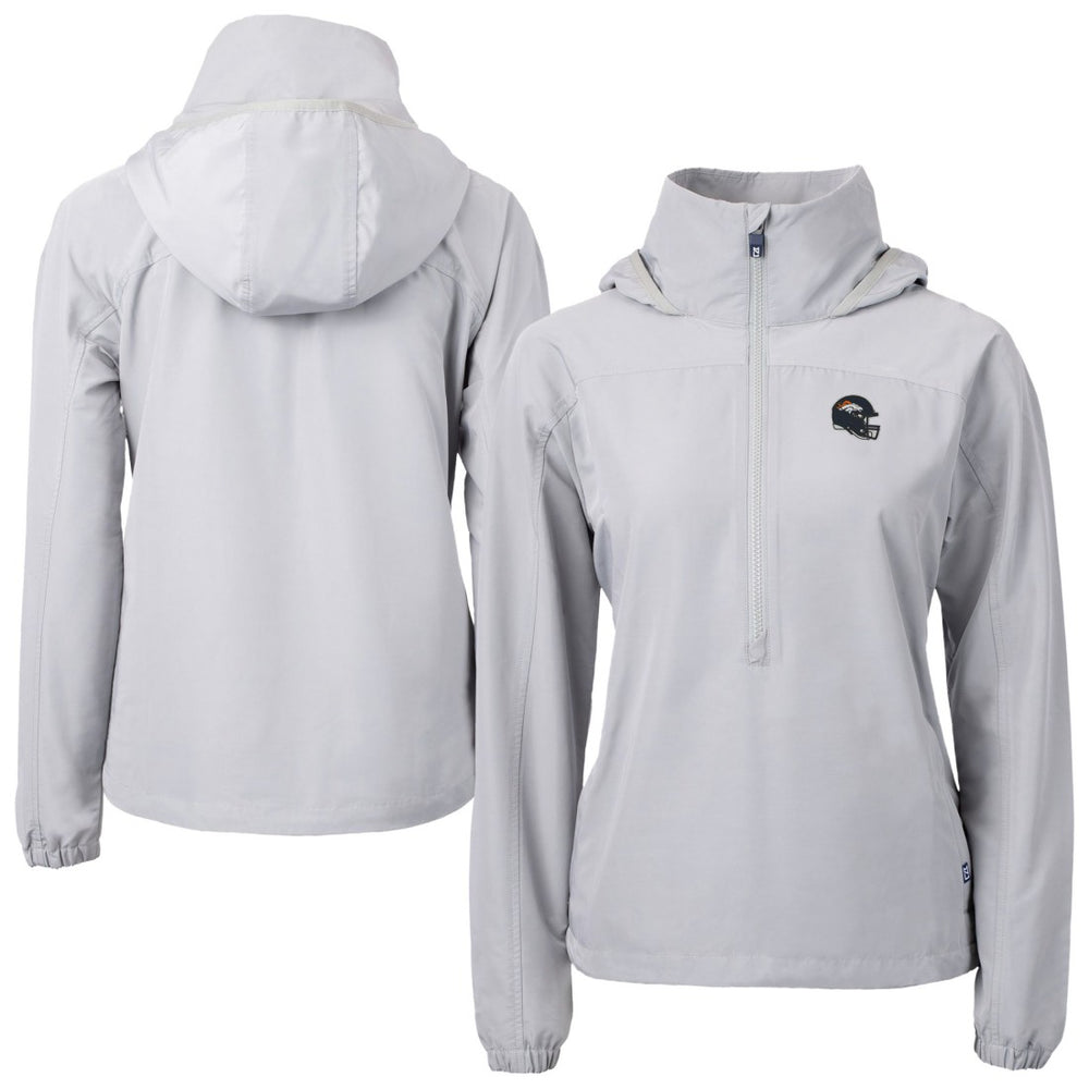 Denver Broncos Cutter & Buck Women's Charter Eco Recycled Half-Zip Hooded Anorak Jacket Gray - NFL