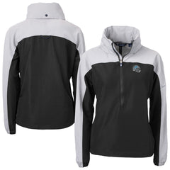 Detroit Lions Cutter & Buck Women's Charter Eco Recycled Half-Zip Hooded Anorak Jacket Black - NFL