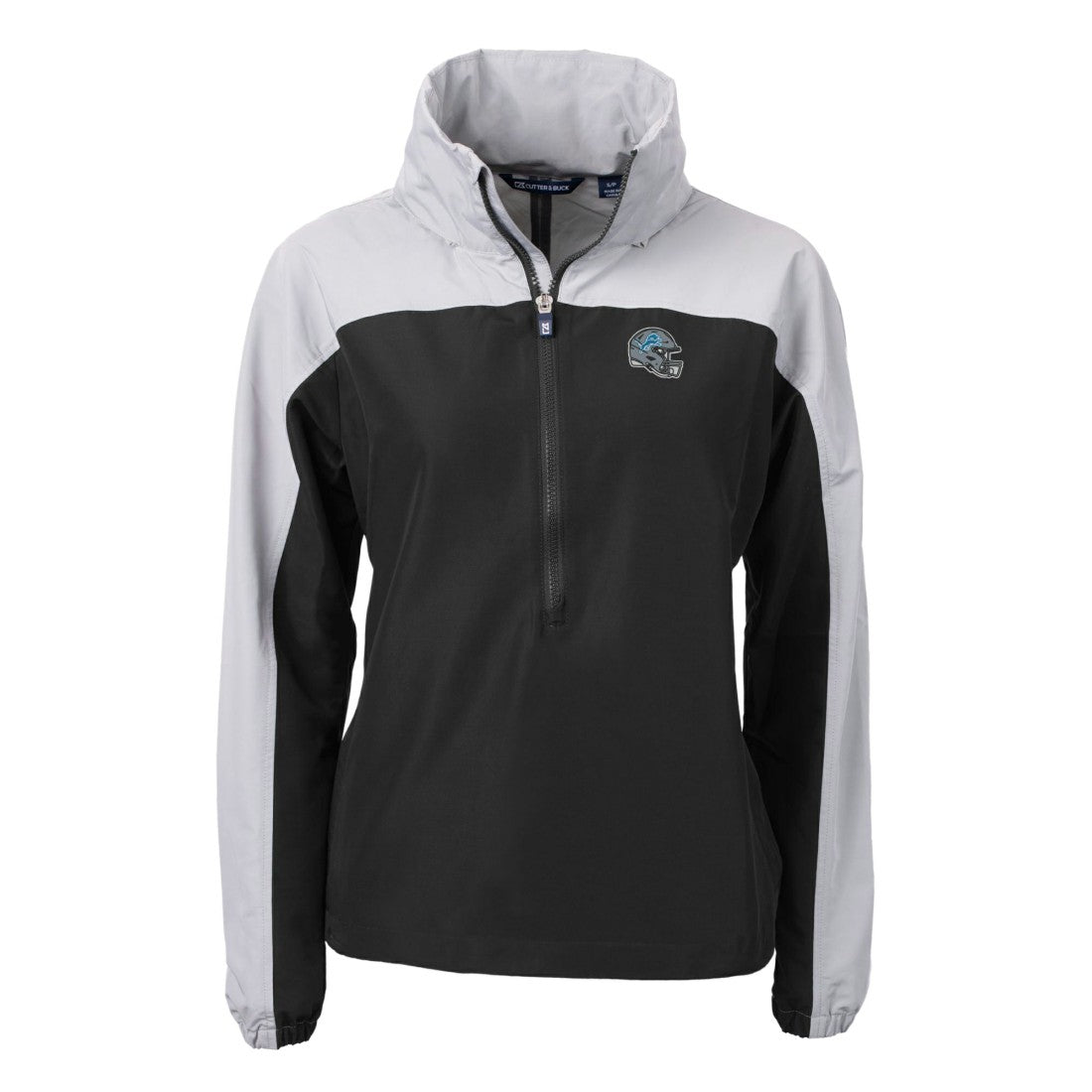 Detroit Lions Cutter & Buck Women's Charter Eco Recycled Half-Zip Hooded Anorak Jacket Black - NFL