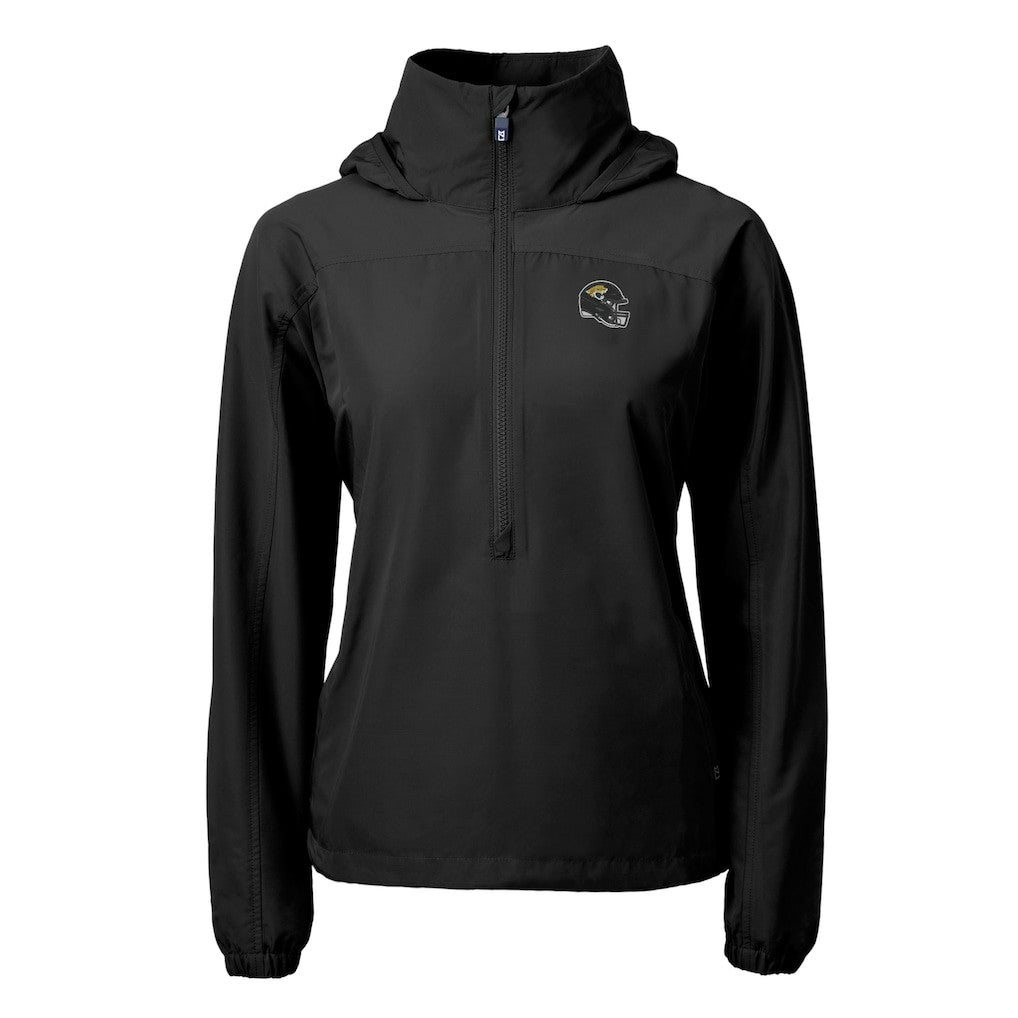 Jacksonville Jaguars Cutter & Buck Women's Charter Eco Recycled Half-Zip Hooded Anorak Jacket Black - NFL