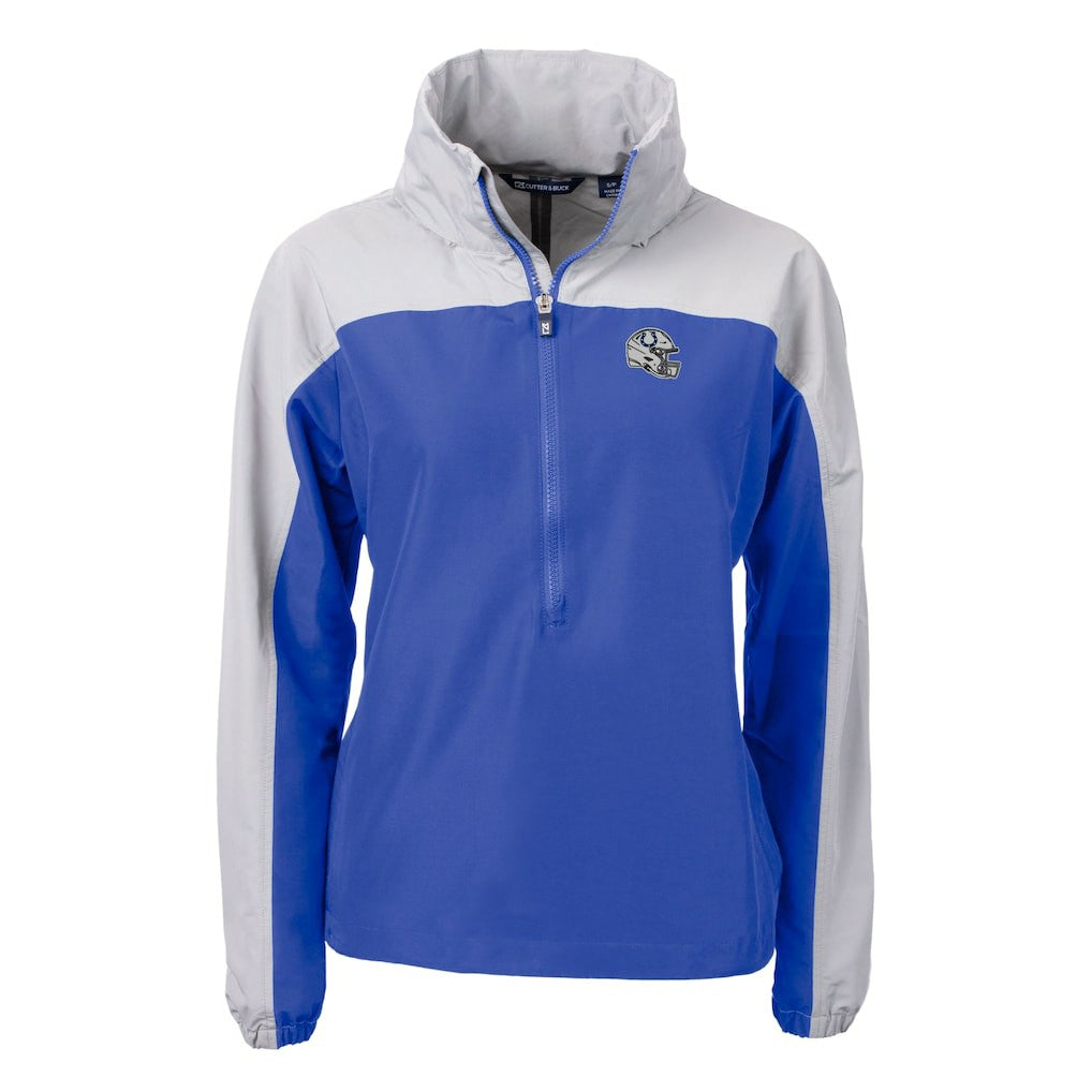 Indianapolis Colts Cutter & Buck Women's Charter Eco Recycled Half-Zip Hooded Anorak Jacket Blue - NFL