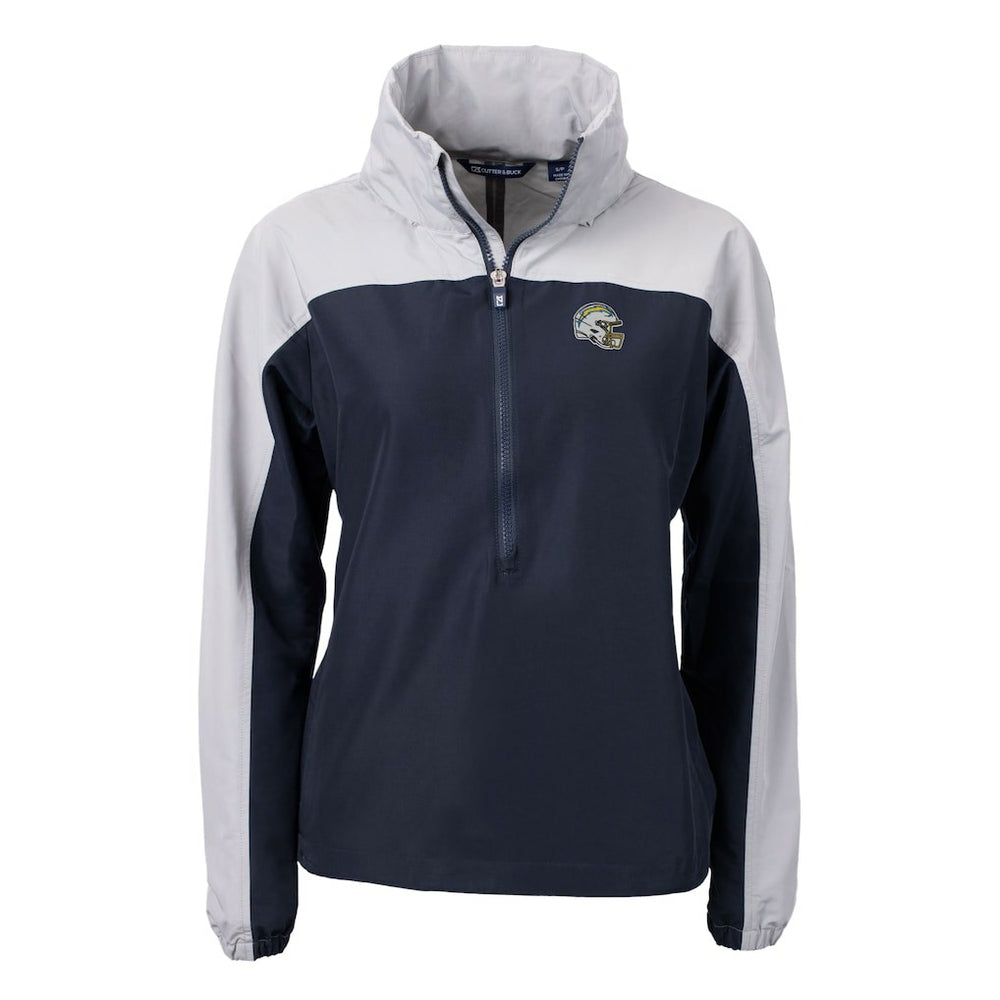 Los Angeles Chargers Cutter & Buck Women's Charter Eco Recycled Half-Zip Hooded Anorak Jacket Navy - NFL
