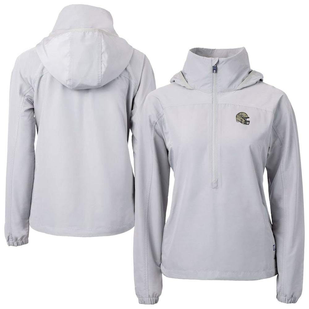New Orleans Saints Cutter & Buck Women's Charter Eco Recycled Half-Zip Hooded Anorak Jacket Gray - NFL