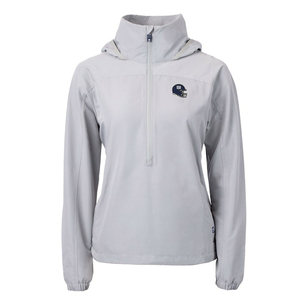 New York Giants Cutter & Buck Women's Charter Eco Recycled Half-Zip Hooded Anorak Jacket Gray - NFL