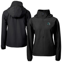 Philadelphia Eagles Cutter & Buck Women's Charter Eco Recycled Half-Zip Hooded Anorak Jacket Black - NFL