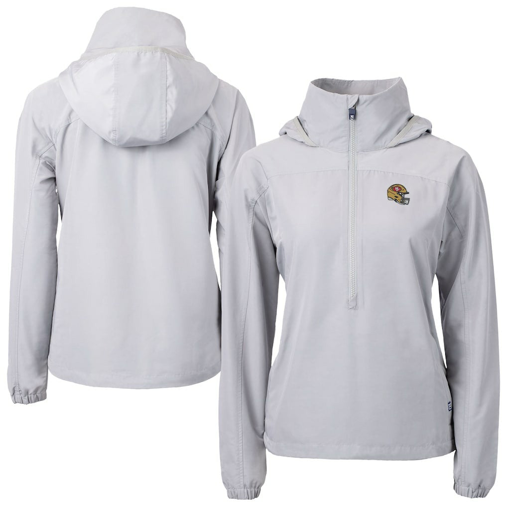 San Francisco 49ers Cutter & Buck Women's Charter Eco Recycled Half-Zip Hooded Anorak Jacket Gray - NFL