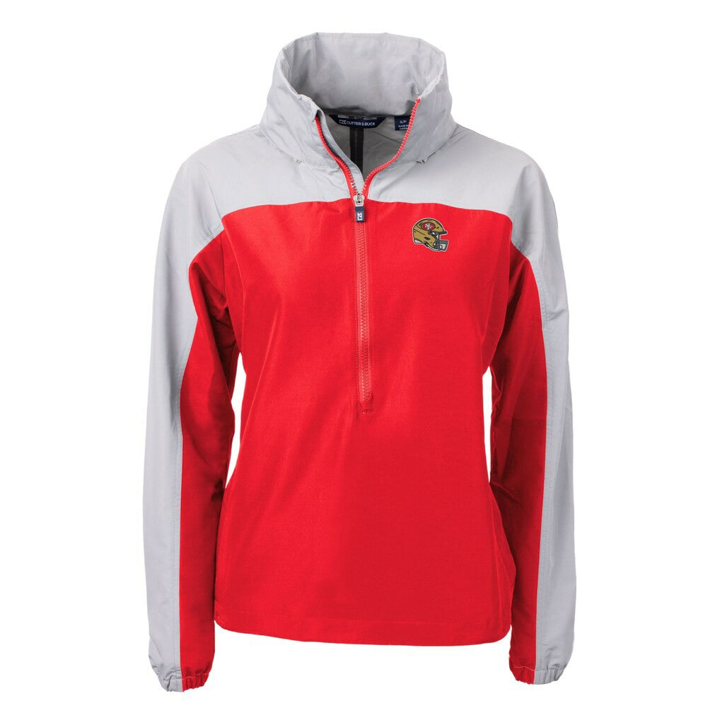 San Francisco 49ers Cutter & Buck Women's Charter Eco Recycled Half-Zip Hooded Anorak Jacket Scarlet - NFL