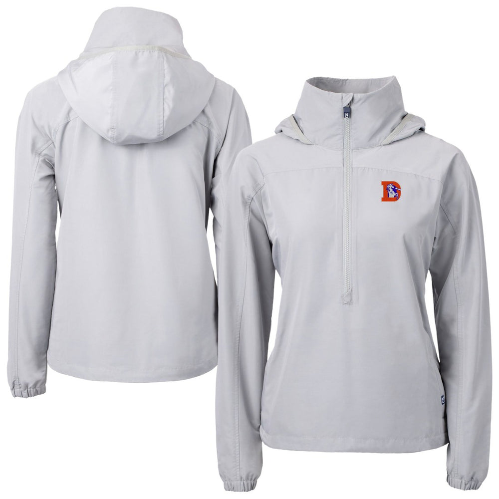 Denver Broncos Cutter & Buck Women's Charter Eco Recycled Half-Zip Hooded Anorak Jacket Gray - NFL