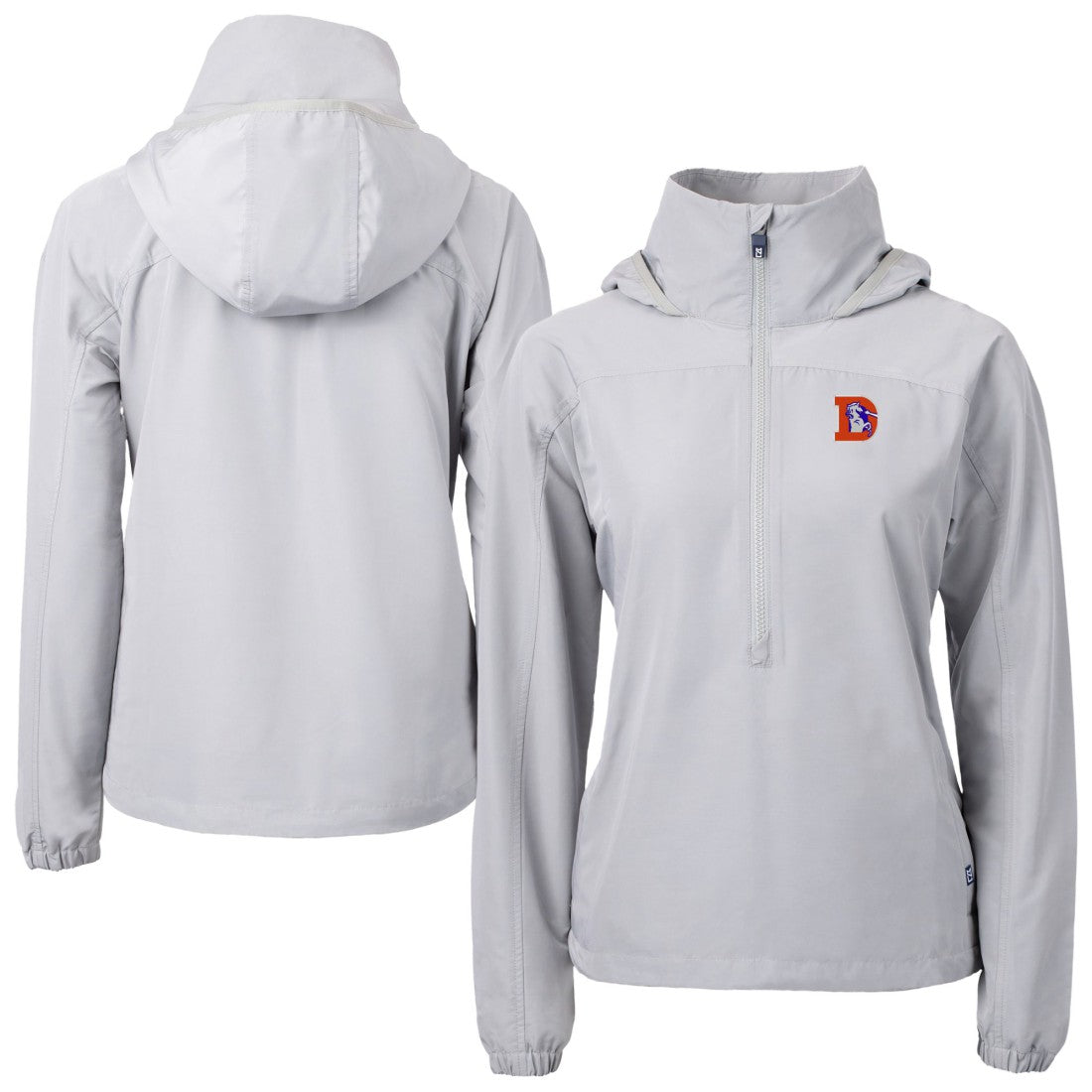 Denver Broncos Cutter & Buck Women's Charter Eco Recycled Half-Zip Hooded Anorak Jacket Gray - NFL