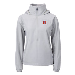 Denver Broncos Cutter & Buck Women's Charter Eco Recycled Half-Zip Hooded Anorak Jacket Gray - NFL