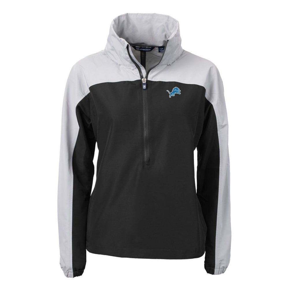 Detroit Lions Cutter & Buck Women's Charter Eco Recycled Half-Zip Hooded Anorak Jacket Black - NFL