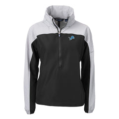 Detroit Lions Cutter & Buck Women's Charter Eco Recycled Half-Zip Hooded Anorak Jacket Black - NFL