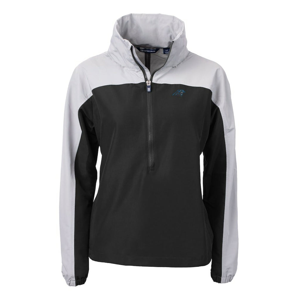Carolina Panthers Cutter & Buck Women's Charter Eco Recycled Half-Zip Hooded Anorak Jacket Black - NFL