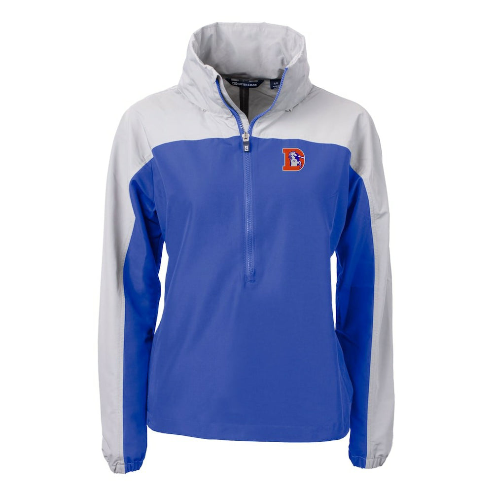 Denver Broncos Cutter & Buck Women's Charter Eco Recycled Half-Zip Hooded Anorak Jacket Blue - NFL