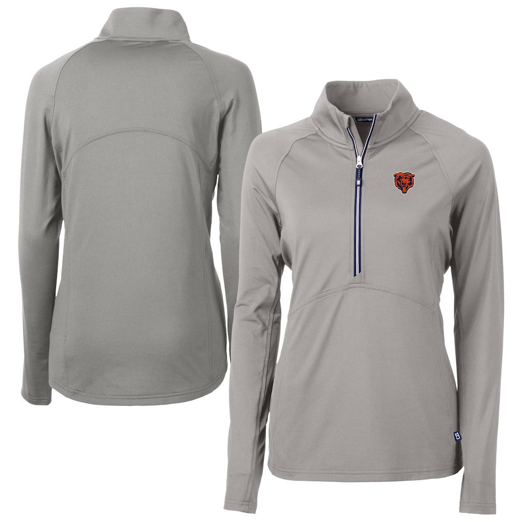 Chicago Bears Cutter & Buck Women's Adapt Eco Knit Stretch Recycled Raglan Half-Zip Top Gray - NFL