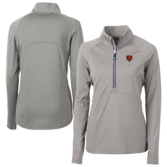 Chicago Bears Cutter & Buck Women's Adapt Eco Knit Stretch Recycled Raglan Half-Zip Top Gray - NFL
