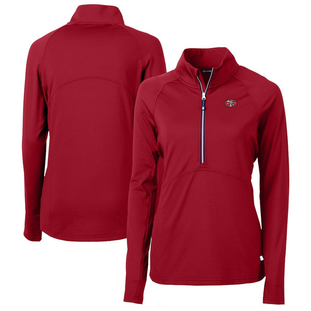 San Francisco 49ers Cutter & Buck Women's Adapt Eco Knit Stretch Recycled Raglan Half-Zip Top Red - NFL