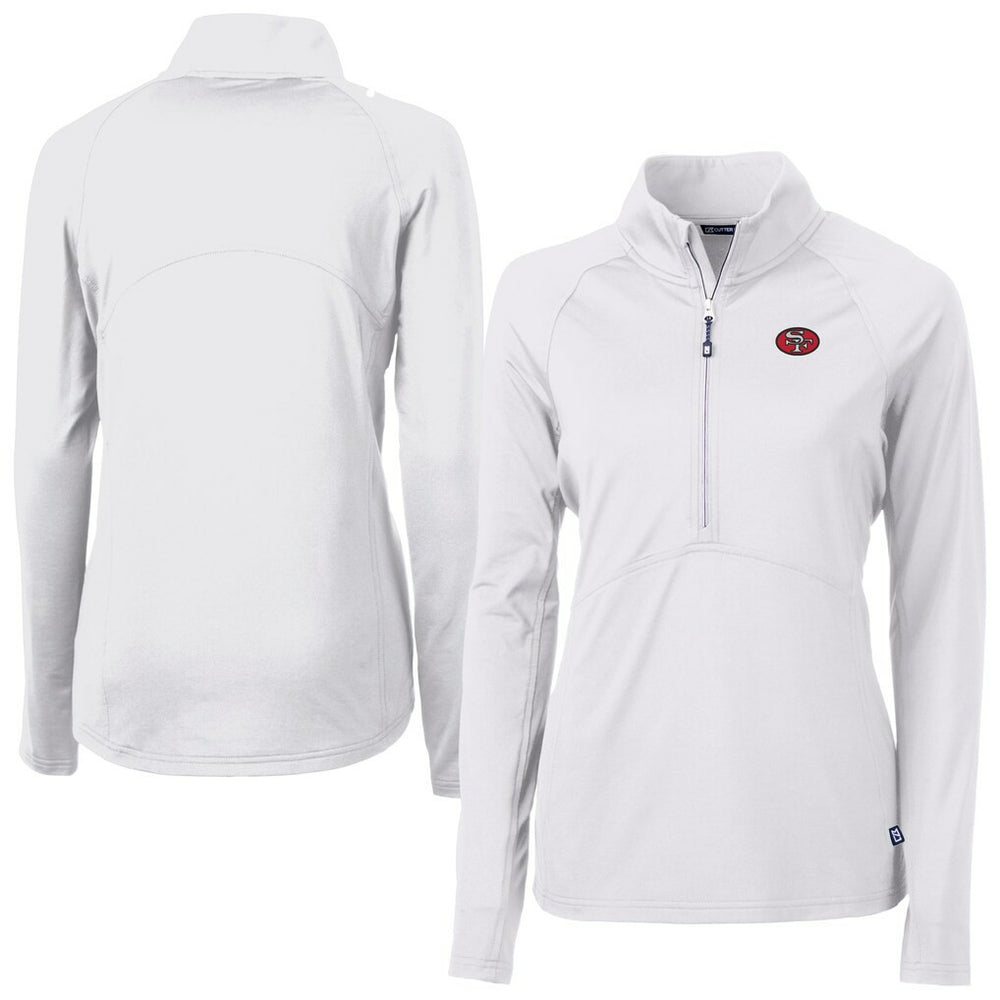 San Francisco 49ers Cutter & Buck Women's Adapt Eco Knit Stretch Recycled Raglan Half-Zip Top White - NFL