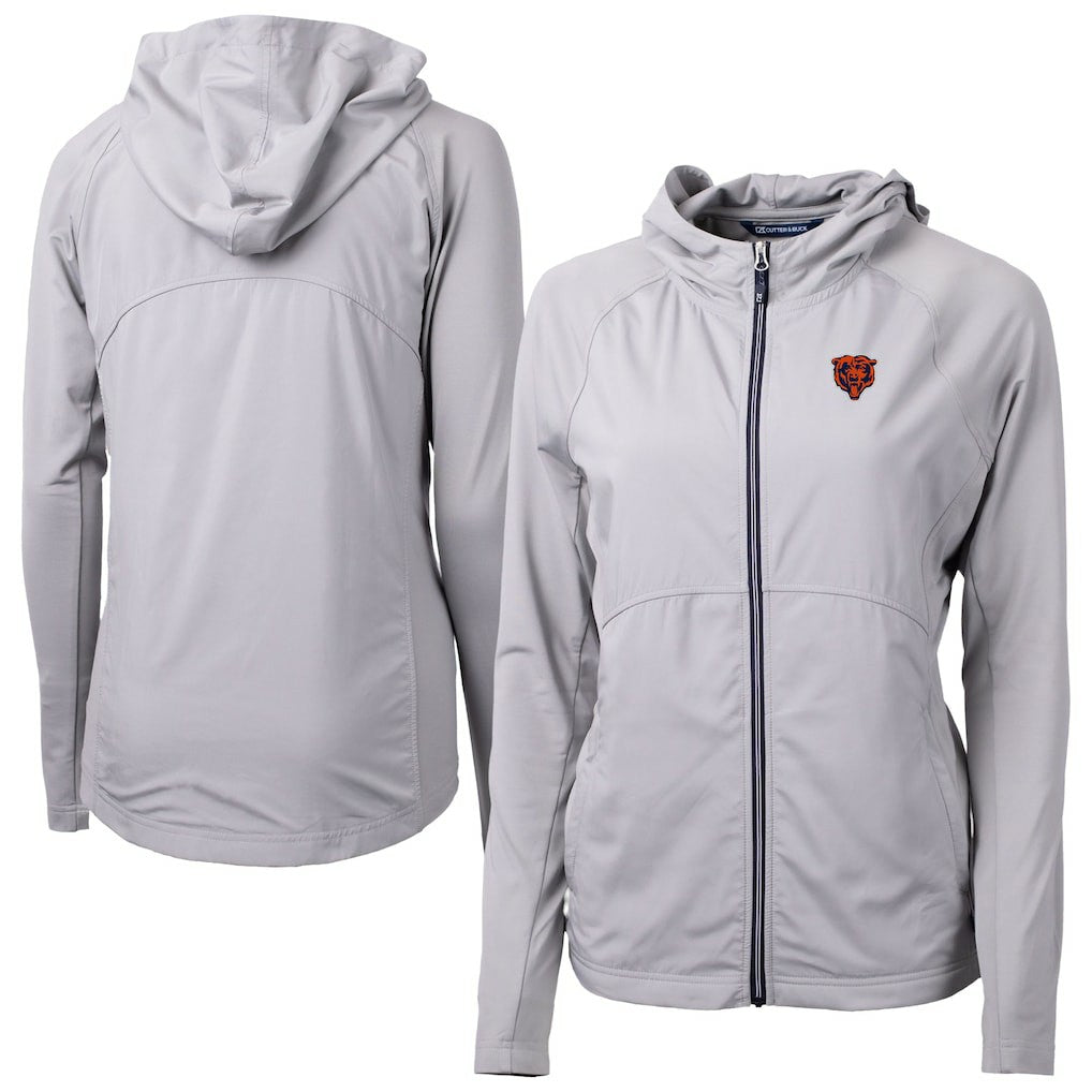 Chicago Bears Cutter & Buck Women's Adapt Eco Knit Hybrid Recycled Full-Zip Jacket Gray - NFL