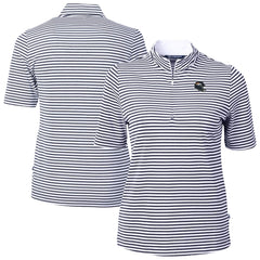 Denver Broncos Cutter & Buck Women's Virtue Eco Pique Stripe Recycled Quarter-Zip Top Navy - NFL