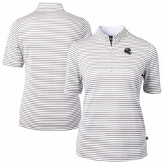 Jacksonville Jaguars Cutter & Buck Women's Virtue Eco Pique Stripe Recycled Quarter-Zip Top Gray - NFL