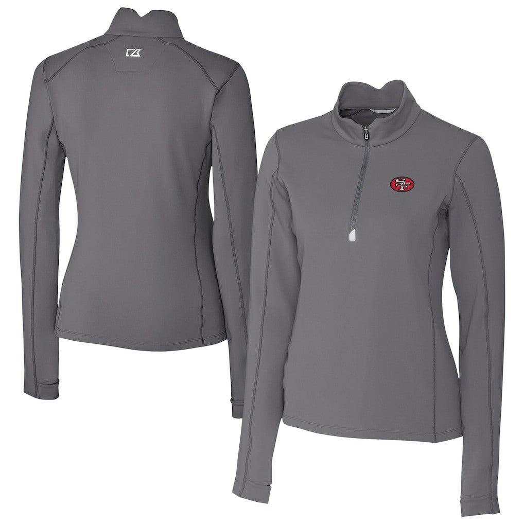 San Francisco 49ers Cutter & Buck Women's Traverse Stretch Quarter-Zip Pullover Top Gray - NFL