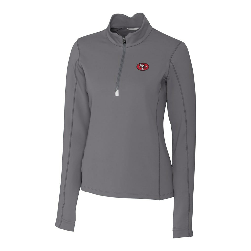 San Francisco 49ers Cutter & Buck Women's Traverse Stretch Quarter-Zip Pullover Top Gray - NFL