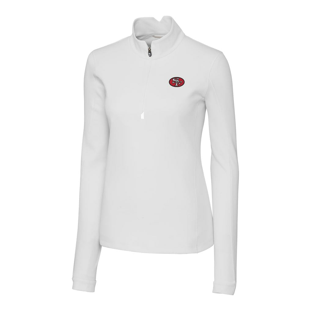 San Francisco 49ers Cutter & Buck Women's Traverse Stretch Quarter-Zip Pullover Top White - NFL
