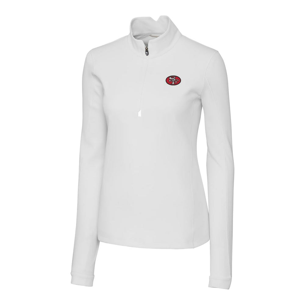 San Francisco 49ers Cutter & Buck Women's Traverse Stretch Quarter-Zip Pullover Top White - NFL