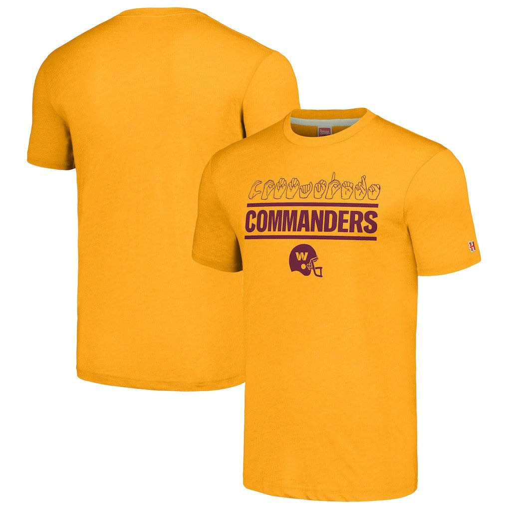 Washington Commanders Homage Unisex The NFL ASL Collection by Love Sign Tri-Blend T-Shirt Gold - NFL