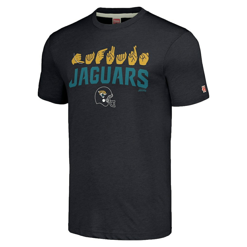 Jacksonville Jaguars Homage Unisex The NFL ASL Collection by Love Sign American Sign Language T-Shirt Charcoal - NFL